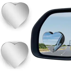 2 Pack Heart Blind Spot Mirrors, Heart Shaped Wide Angle Convex Rearview Side Mirrors, Cute Frameless Stick-On Car Accessories for Women, SUVs, and Trucks