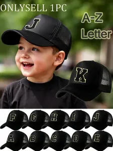 1PC Kids' Breathable Mesh Sun Hat, Adjustable Sponge Cap, Fashionable Letter Trucker Hat, Adjustable Snapback for Ages 3-8, Casual Daily Wear Gift