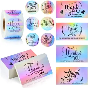 620Pcs Thank You Cards and Stickers for Supporting My Small Business Holographic Thank You Labels for Your Order Packaging