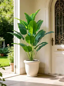 Large Artificial Tropical Plant – Banana Tree & Bird of Paradise | Faux Green Mango Leaves | Indoor & Outdoor Home, Garden Decor Pot not included