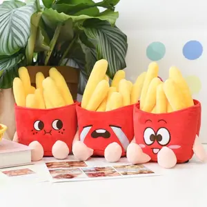 Cute French Fries Keychain with Emoji, Stuffed Animal Backpack Charms, Lovely Fast food Keychain