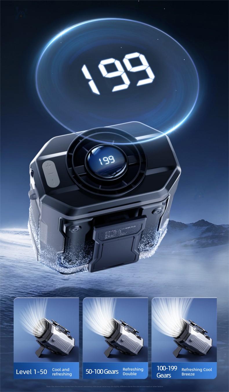 HOOYS USB Rechargeable Handheld Portable Fan, 199-Speed Adjustable, with Waist Clip, Flashlight & PowerDisplay, Personal Fan for Outdoor, Camping, Jobsite, Travel &Indoor Use