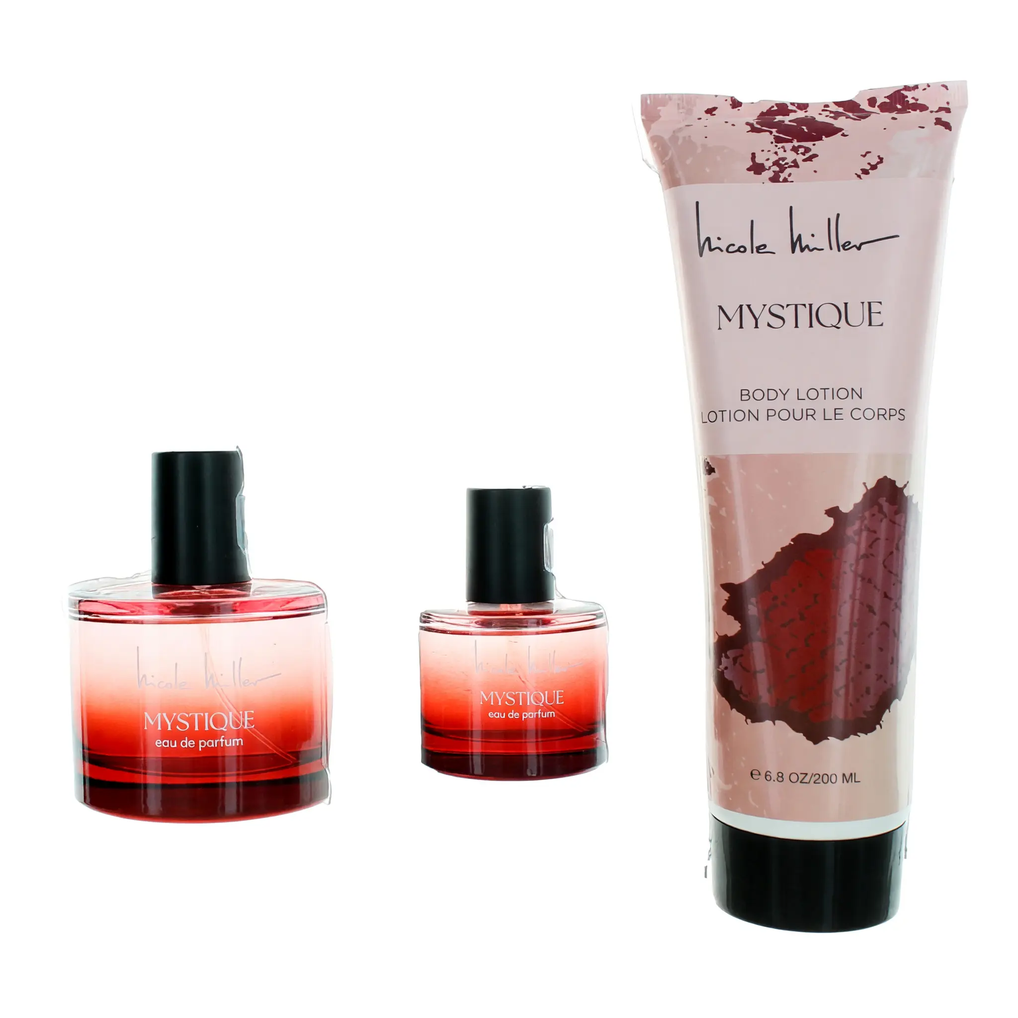 Mystique by Nicole Miller, 3 Piece Gift Set for Women, Peach, Fragrance Sets, Moisturizer, Body & Skin, Lotion Spray, Liquid, Edp, Musk, Multi-Pack
