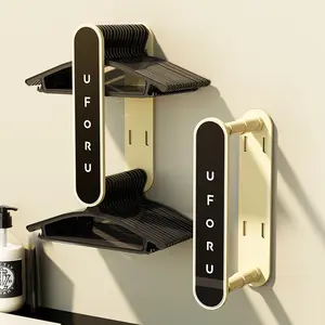 Space-Saving Retractable Closet Organizer - Wall Mounted Clothes Rack with Adjustable Arms |   No-Drill Hanging Storage for Balcony, Laundry Room & Closet Hangable Milky White + Mysterious Black