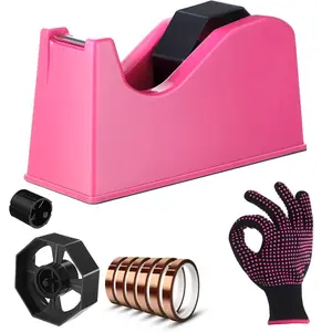 8 Pcs Heat Tape Dispenser Set,Including 1 Sublimation Tapes Dispenser Adhesive Roll Holder,1 Heat Resistant Glove with Silicone Bumps 6 Thermal Tape for Office Home,Christmas Party Gifts,Hand Tools Kits
