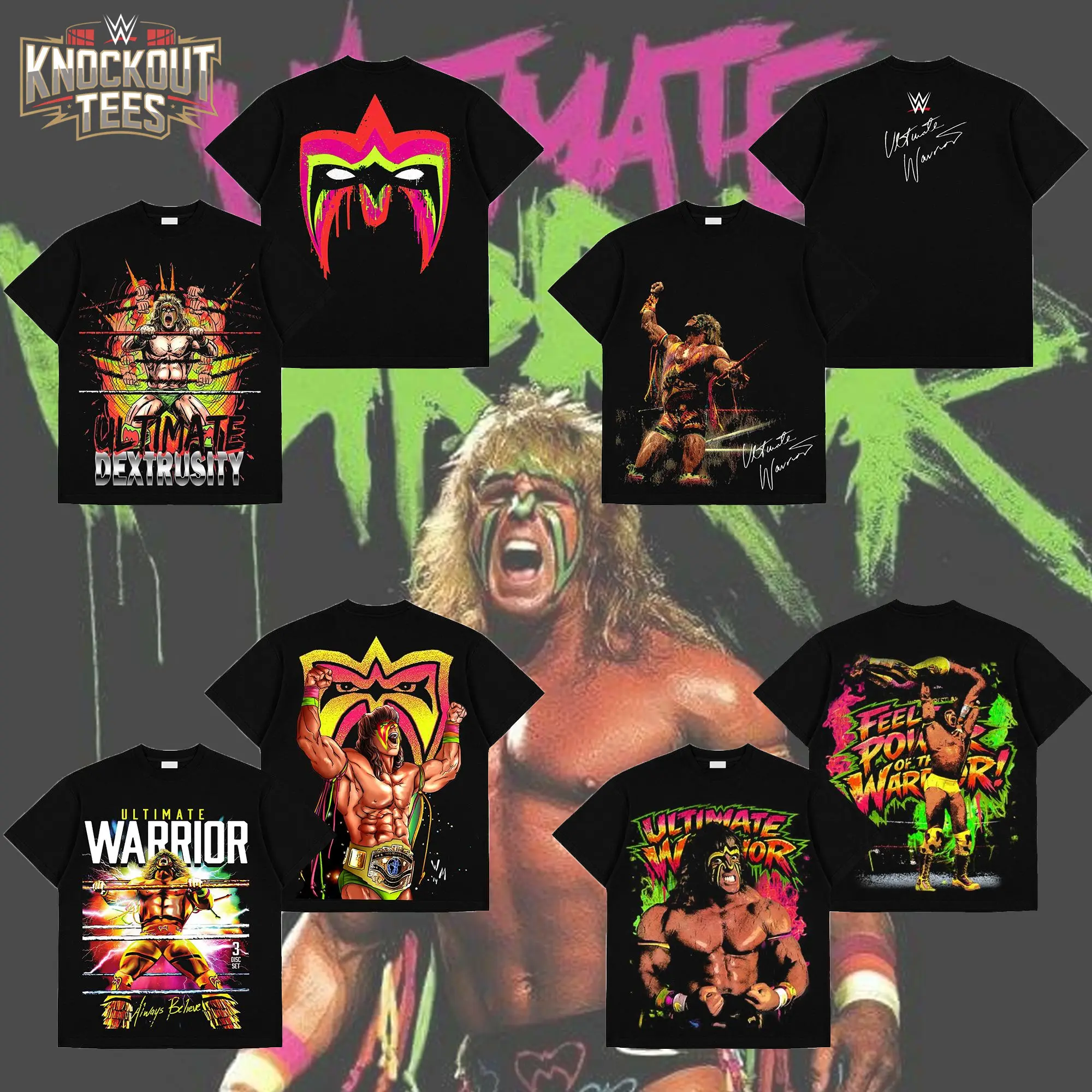 [Collection] The Ultimate Warrior V Premium Cotton T-Shirt, The Face-Painted Legend VIntage T-Shirt, The Power of the Warrior Acid Washed Shirt, Ultimate Warrior Fans Shirt, WWE Wrestling Graphic Tee for Fans, gift for WWE fans