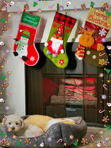 Huge! 18inches !Super Colorful Decorative Christmas Stockings - Large! 18 inches long! Super Stuffers! Traditional Gifts Ornaments Decoration