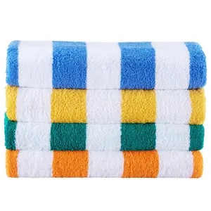 VEVOR 4-Pack Oversized Multicolor Cabana Striped Cotton Beach Towel Set, 30x60 in Decorative Lightweight Quick Drying Towels, Soft Thick for Vacation, Swimming, Bathroom