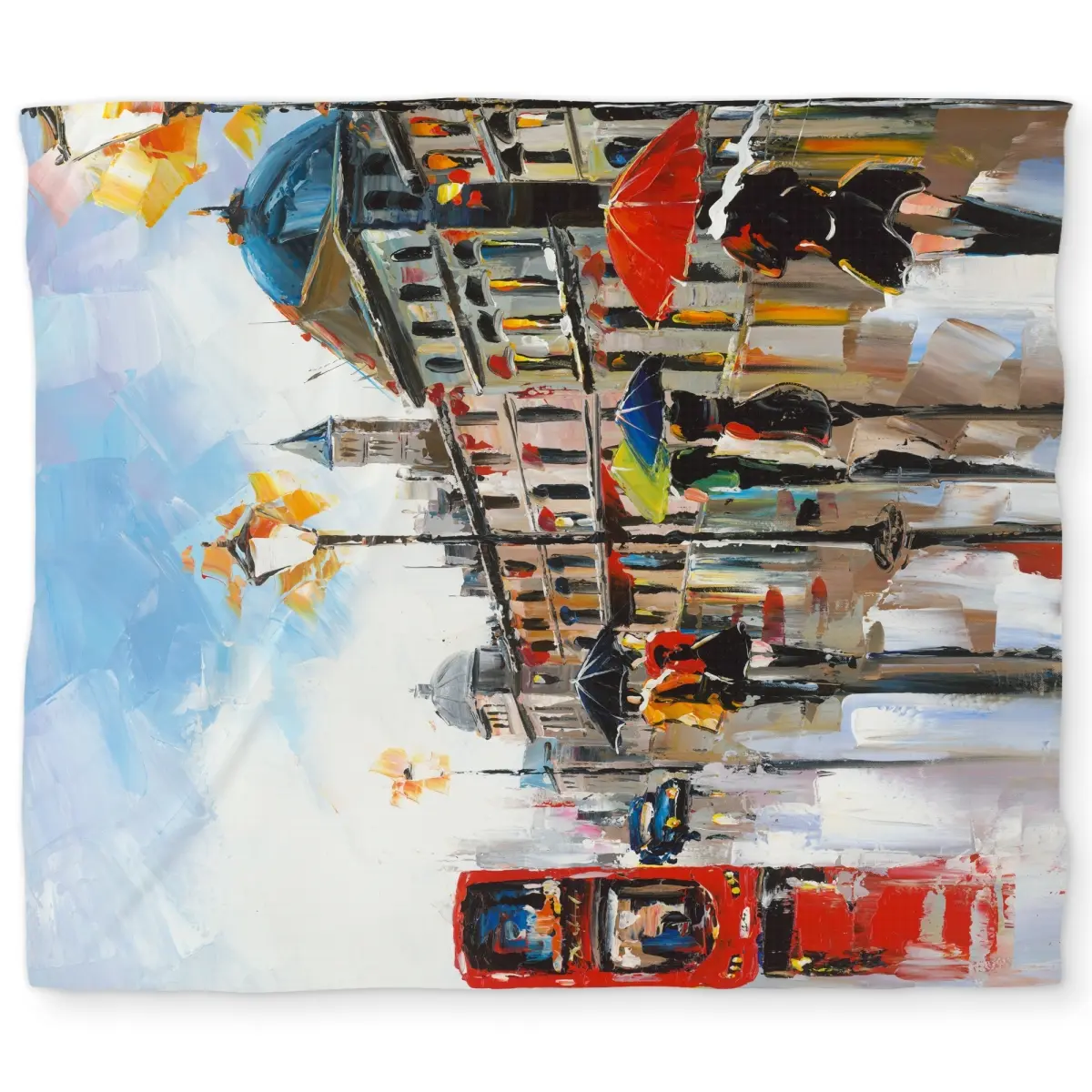 360 Stand King Size Decorative Duvet Cover Set - Microfiber Bedding Linen, Contemporary Urban City Scene Print, Vibrant Colorful Red Bus Street Design for King Size Beds, Duvet Cover Sets, Washable Covers