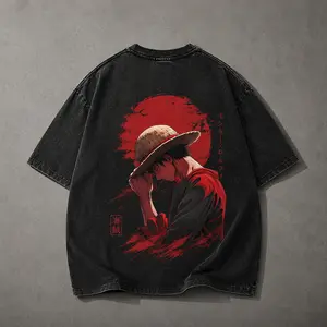 Viral Pirate Crew Washed Tee – Oversized Anime Streetwear Shirt, Retro Y2K Manga Graphic T Shirt, 90s Digital Print Vintage Tee siaht shirt