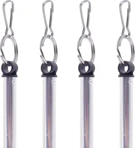 40-inch Adjustable Drapery Pull Wand with Stainless Steel Hooks - Set of 4 Drapery Curtain Pulls for Easy Use