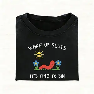 Wake Up Sl*ts T-shirt, Funny Animal Shirt, Meme Graphic Tee Sarcastic Shirt, Cursed Tshirt, Unhinged Humor Top Viral Tee Womenswear Streetwear Casual A302