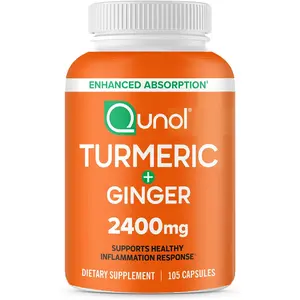 Turmeric Curcumin with Black Pepper & Ginger, 2400Mg Turmeric Extract with 95% Curcuminoids, Extra Strength Supplement, Enhanced Absorption, Joint Support Supplement, 105 Count