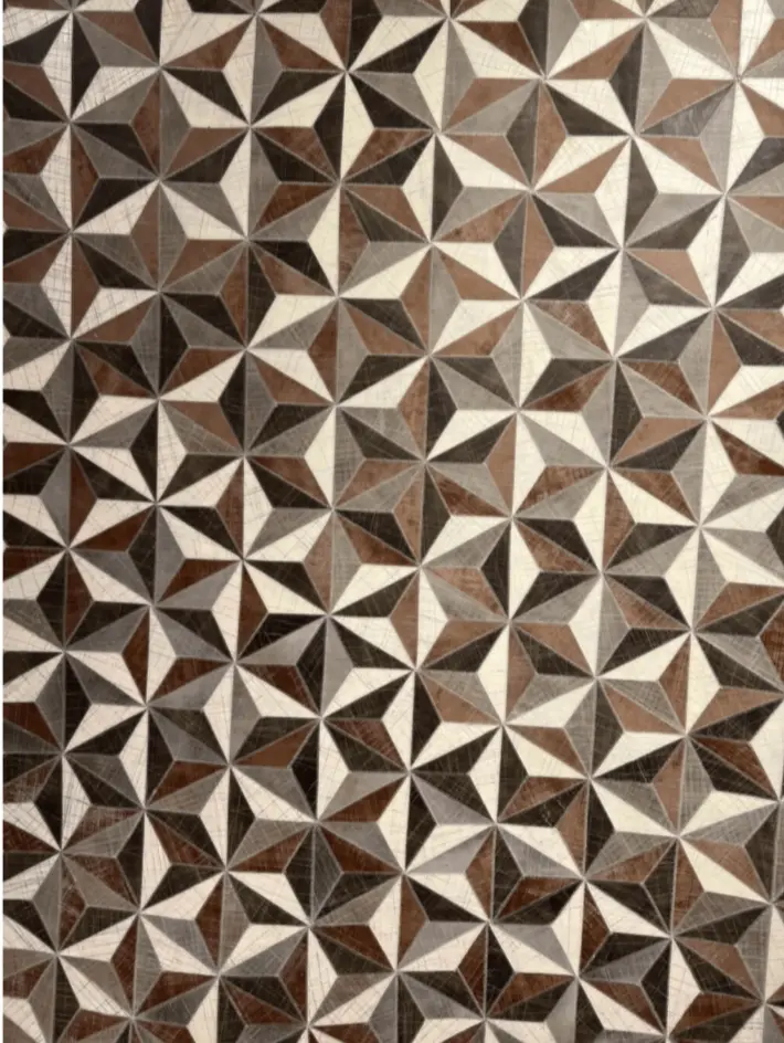 698 - Modern Leather Patchwork Indian Area Rug