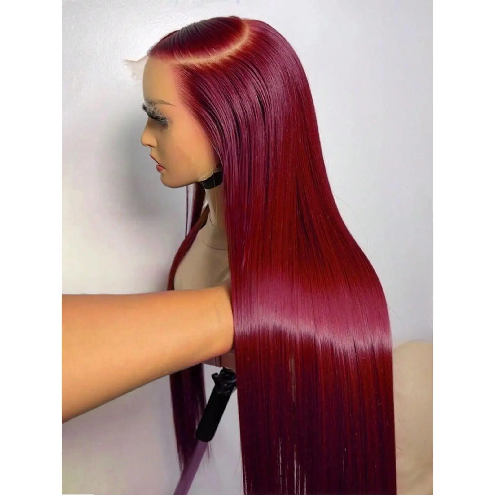 GK Burgundy Wig Human Hair 30inch 13x6 HD Transparent Lace Straight 99J Red Human Hair Wig Colored Reddish Brown Lace Frontal Wigs 180% Density Pre Plucked summerwins Lace Closure Wigs Middle Part Wig