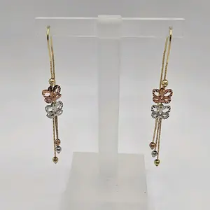 14k Solid Gold Butterfly Threader Earrings