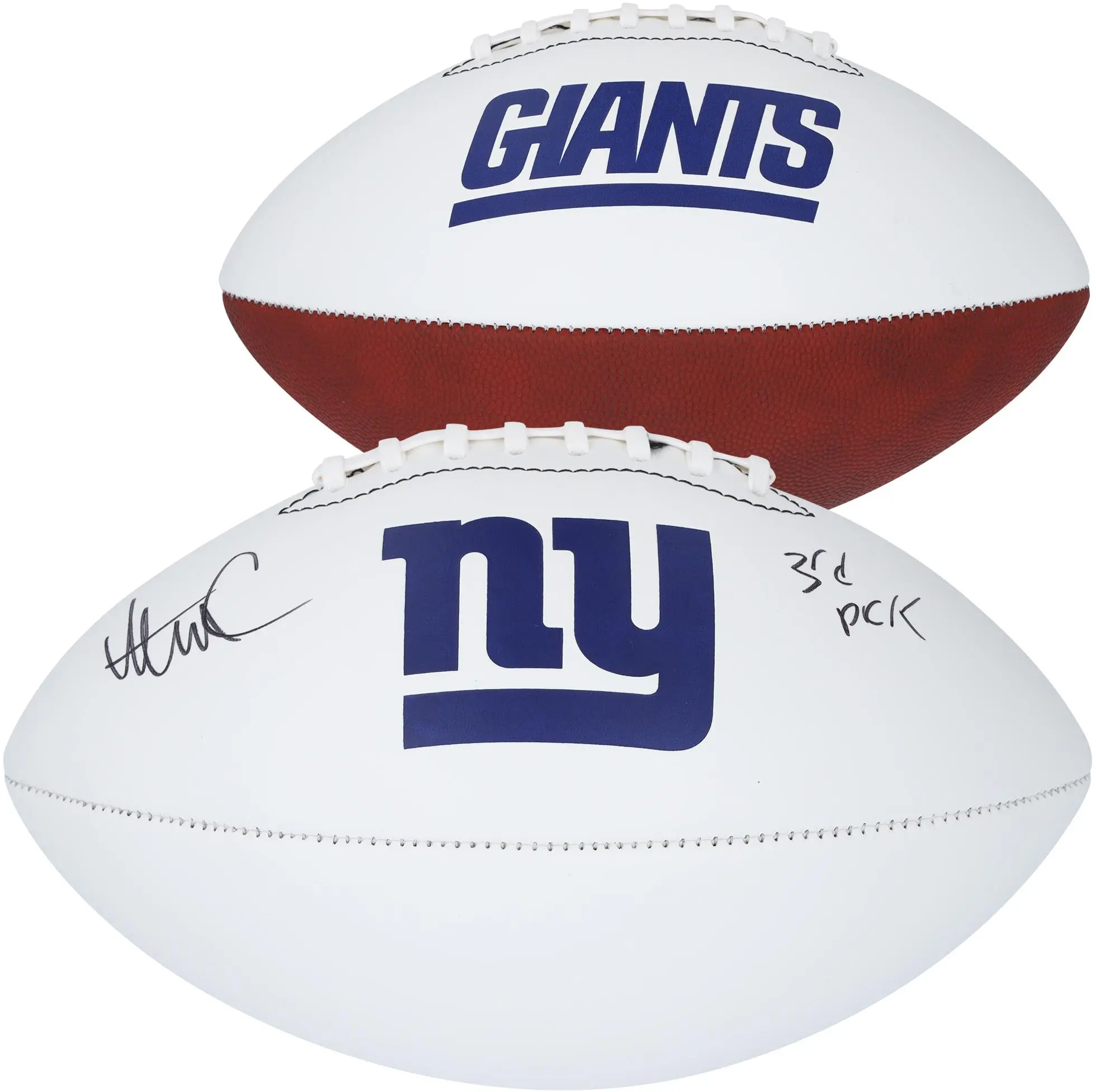 Abdul Carter New York Giants Autographed Franklin White Panel Football with "3rd Pick" Inscription - Fanatics Authentic Certified