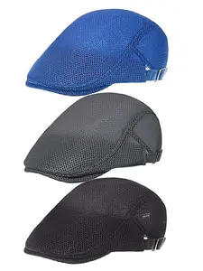 3 Pieces Mesh Newsboy Cap Mesh Breathable Summer Cap Adjustable Newsboy Beret Hat Cabbie Flat Hat