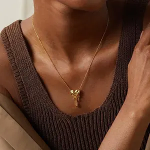 Lava Heart Necklace for Women, Simple and Elegant, Light Luxury Pendant, Stainless Steel, Minimalist Style, Melting Geometric Necklace