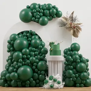 115PCS Emerald Green Balloon Garland Kit with Double Stuffed Balloons for Safari Party Decor