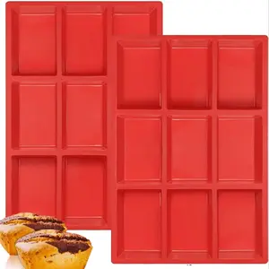 Silicone Mini Bread Pan Non-Stick Baking Mold, 9 Cavity Heat Resistant Mould for Mini Bread Cake Meat Pie Party Use