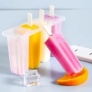 1 PCS Ice cream mold, including 4 ice cube cavity molds, ice pops mold set, ice cream mold, ice cube tray, reusable. Comes with a handle, lid and handle.