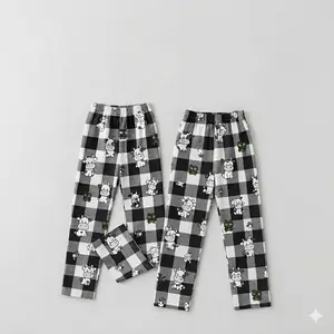 Funny Cartoon Cow Print Sleep Pants – Matching Couple Buffalo Plaid Pajamas (Sold Separately)