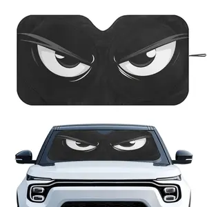 Cute Cartoon Big Eye Animal Aesthetic Car Windshield Sun Shade—Foldable Universal Auto Front Window Sun Visor—UV Protection & Heat Insulation Car Interior Protector—Funny Trendy Car Accessories|Fit Most SUV Truck Van