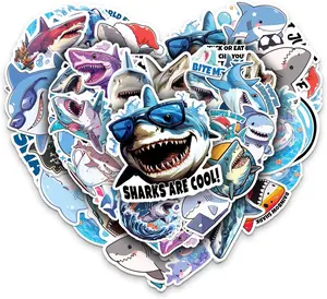 Shark Stickers 50 count Vinyl  Decal for Laptop Water Bottle Phone  Window   Stakeboard Scrapbook Sharks Sticker Gifts for  Teen Adult