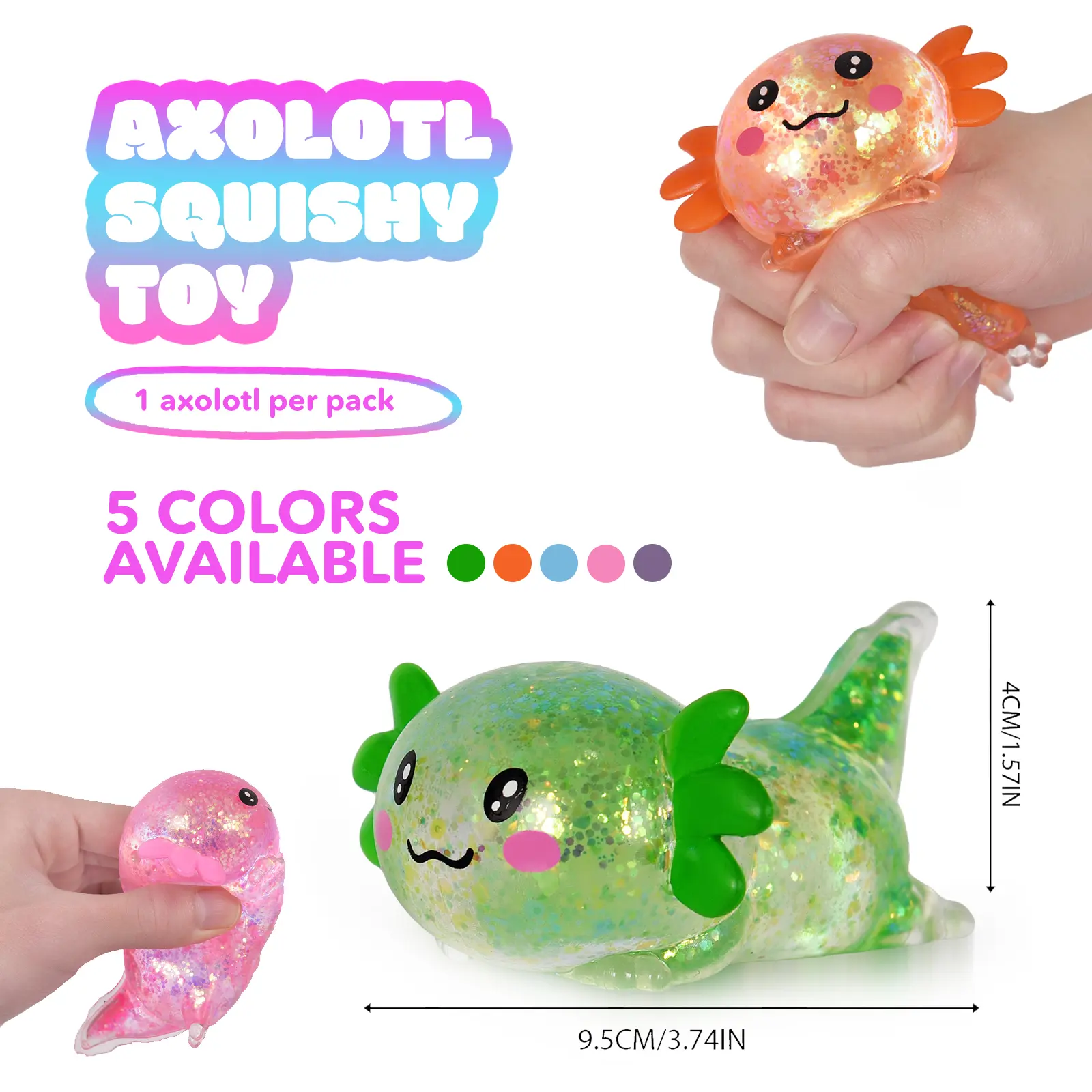 Lying Axolotl Squishy Stress Ball - Stress Relief Squishies, Anxiety Relief Calming Sensory Toy, Soft-Touch Fidget Toy for Hand Strength Training, Party Gift Fillers