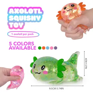 Lying Axolotl Squishy Stress Ball Squishies - Soft-Touch Fidget Toy for Stress Relief, Hand Strength Training, Party Gift Fillers