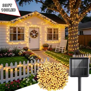 Solar outdoor string lights, Independence Day decoration lights, July 4th commemorative, 250th anniversary, holiday decorations, outdoor light strip, multiple color options, 10 m/33 ft, solar rechargeable, 12 flashing light modes, IP65 splashproof