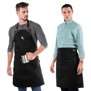 Barista Apron - Leather Straps & Loops - Double Stitched  - Chef, Cook, Barista, Bartender