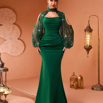 Emerald Green Prom Dress with Date - TikTok Shop