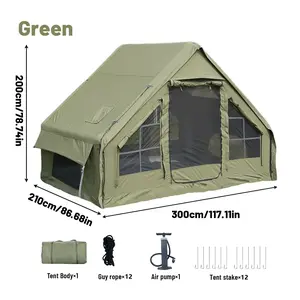 Large space inflatable camping tent, can accommodate 4-8 people--quickly set-up inflatable tent, suitable for all seasons, waterproof and portable outdoor tent, equipped with stove hole, durable mesh tarpaulin