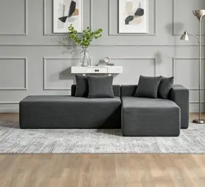101-in L-Shaped Modular Sofa - Deep Seat, No Assembly Required, High-Density Foam Filling with High-Carbon Steel Wrapped Springs, Convertible Lounger Bed for Living Room, Apartment
