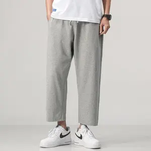 Loose Fit Trendy Straight Leg Sweatpants Spring and Autumn Gray Simple Sports Pants Casual Straight Leg Cropped Pants Men Jogging Pants