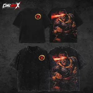 [ ComicWear X ]  "Cyclops" Summers The Mutants X-Force MCU Comic Edition Double Printed Oversize Lightweight Acid Washed Tee Hoodie Sweater TV Series Graphic Design Top Cotton Streetwear Comic Superheroes T-Shirt Clothes Menswear