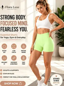 Women's High Waist Tummy Control Butt Lifting Seamless Biker Shorts, Solid Sports Shorts, Yoga Shorts for Gym Workout Running, All Season Wear