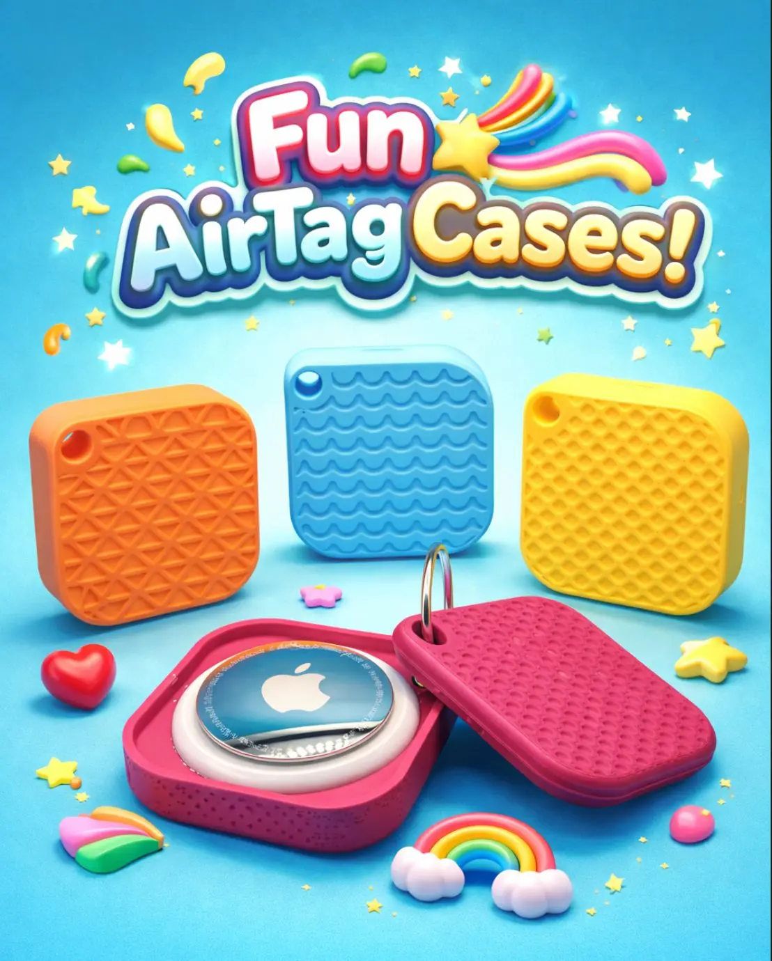 3D Printed AirTag Case Keychain, Colorful AirTag Holder for Keychains (Fashion Accessory), 3D Printed Keychains