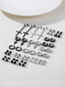 20 Pairs 316L Stainless Steel Earrings Stud Set, Simple Fashion Design, Unisex, Ideal for Daily Wear or Parties, Perfect Gift for Friends