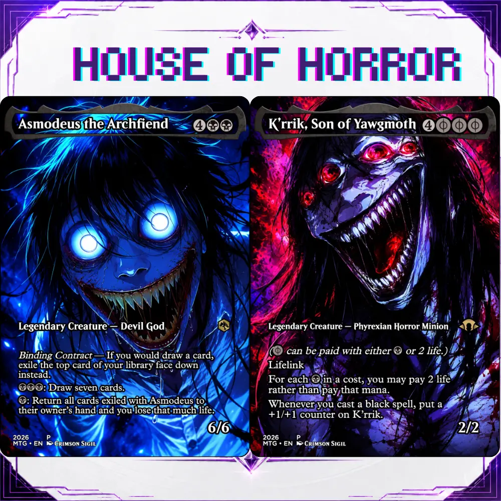 MTG Commander decks House of Horror 100+ Card Proxy Custom Anime Waifu Token Set for MTG Card Games