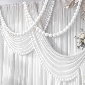 16.4 ft Wedding Pearl Garland Banner Large Faux Bead Garland 100 Pcs 2 Inch Quick Link Pearl Foam Balls for Ceremony Photo Booth Outdoor Proposal Scene Garden Beach Party Decor DIY Craft