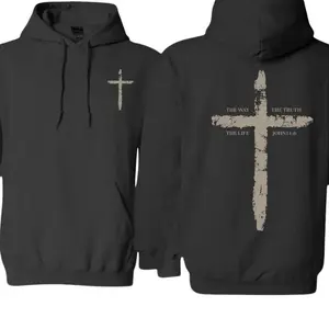 Christian Cross John 14:6 Faith-Based Cotton Pullover, "The Way The Truth The Life" Scripture Design, Unisex Quarter-Zip Top for Dads, Men's Georgia Outfit & Big Rig Truck Clothing Gift