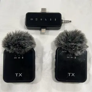 3 in 1 Microphone for iPhone/Android/Camera, 2-Pack Wireless Lavalier MicrophoneWireless Lavalier Microphone, 328ft Transmission, 18H Battery Life, Mini Microphone for Record Interview, Vlogs, YouTube, Tiktok Smartphone Audio