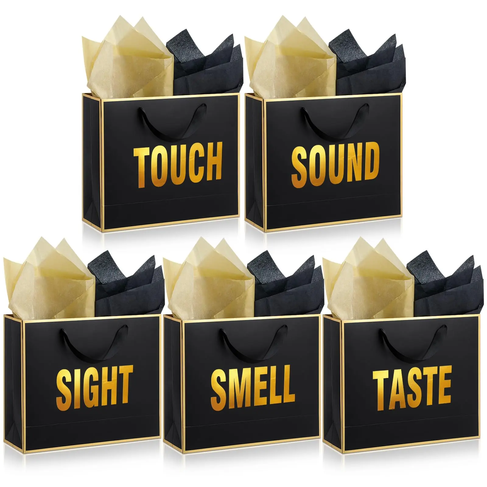 Black&Gold(with 2 Color Tissue),11.8 x 10 x 4 Inch