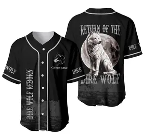 Personalized Dire Wolf Custom Baseball Jersey Shirt, Back from extinction Casual Wear, Unique Design, Gifts For Science Animal Lovers