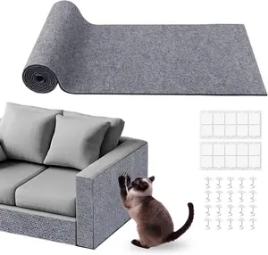 Scratch Furniture Protector for Couch, Wall & Door Guard, Trimmable Self-Adhesive Scratch Pad, DIY Climbing Mat, Deterrent,   Replacement (78.7''x15.8'', Light Gray)