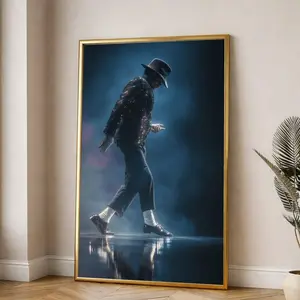 Michael Jackson Iconic Dance Pose, Glitter Jacket Wall Art, Legendary Pop Star, Music Legend Home Decor