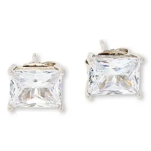 Radiance by Absolute™ Sterling Silver 7x9mm Emerald Cut Stud Earrings